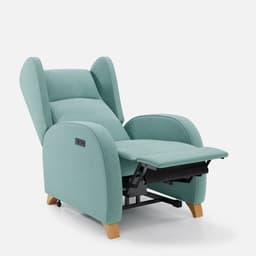 Fauteuil Releveur 1 Moteur Pablo par Zelder en hêtre naturel et tissu coloris ocre