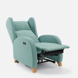 Fauteuil Releveur 1 Moteur Pablo par Zelder en hêtre naturel et tissu coloris ocre