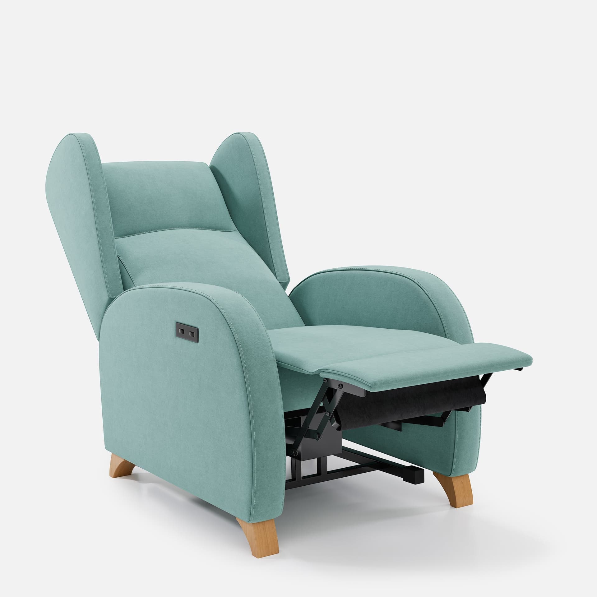 Fauteuil Relax 1 Moteur Pablo par Zelder en hêtre naturel et tissu coloris crème