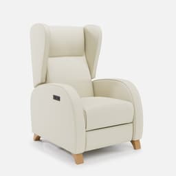 Fauteuil Relax 2 Moteur Pablo par Zelder en hêtre naturel et simili coloris gris perle