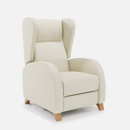 Fauteuil Fixe Pablo par Zelder en hêtre naturel et simili coloris blanc cassé