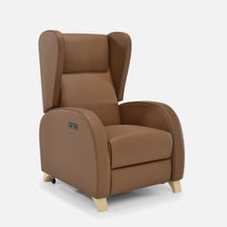 Fauteuil Releveur 1 Moteur Pablo par Zelder en noyer clair et tissu coloris bleu nuit