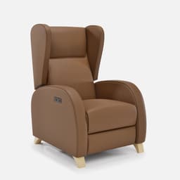 Fauteuil Relax 2 Moteur Pablo par Zelder en hêtre naturel et simili coloris chocolat