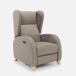 Fauteuil Relax 2 Moteur Pablo par Zelder en hêtre naturel et simili coloris taupe