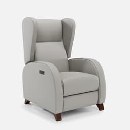 Fauteuil Relax 2 Moteur Pablo par Zelder en noyer clair et tissu coloris gris clair