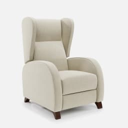 Fauteuil Fixe Pablo par Zelder en noyer clair et tissu coloris crème