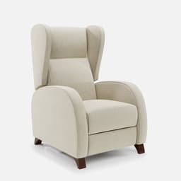 Fauteuil Fixe Pablo par Zelder en noyer clair et tissu coloris crème