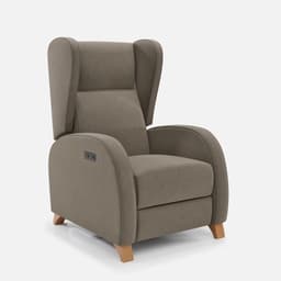 Fauteuil Relax 2 Moteur Pablo par Zelder en noyer clair et tissu coloris taupe