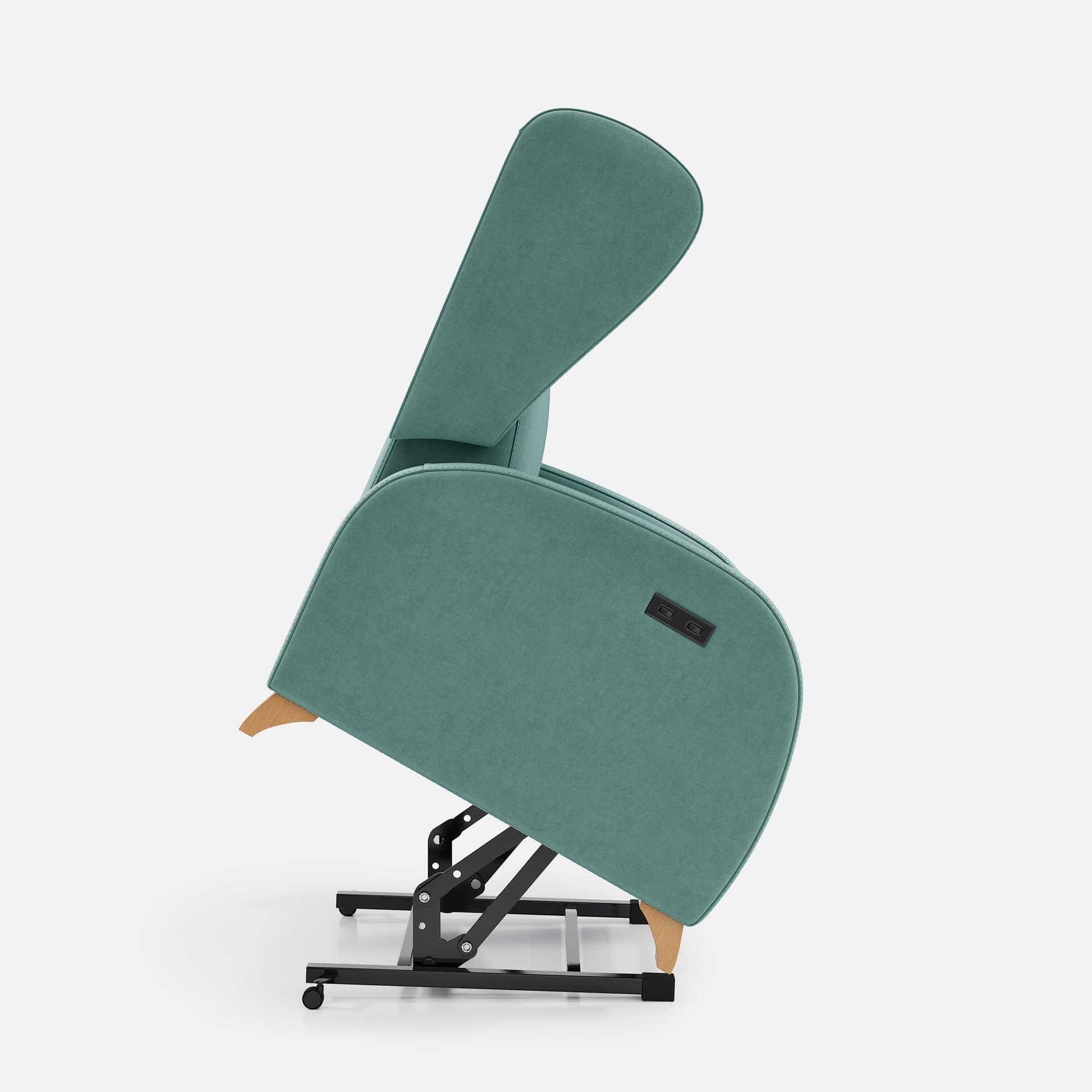 Fauteuil Releveur 1 Moteur Pablo par Zelder en hêtre naturel et tissu coloris crème