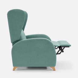 Fauteuil Relax Manuel Pablo par Zelder en hêtre naturel et tissu coloris taupe
