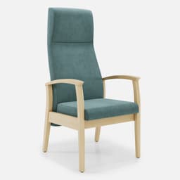 Fauteuil Fixe Romeo par Zelder en noyer clair et tissu coloris taupe
