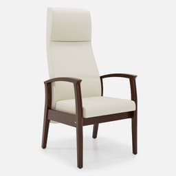 Fauteuil Fixe Romeo par Zelder en merisier classique et tissu coloris beige fumé