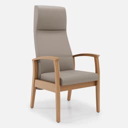 Fauteuil Fixe Romeo par Zelder en noyer clair et tissu coloris gris perle