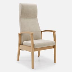 Fauteuil Fixe Romeo par Zelder en merisier classique et tissu coloris terra rosa