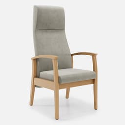 Fauteuil Fixe Romeo par Zelder en merisier classique et tissu coloris bleu canard