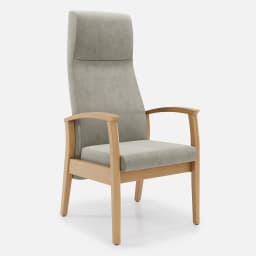 Fauteuil Fixe Romeo par Zelder en merisier classique et tissu coloris bleu canard