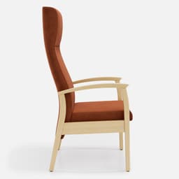 Fauteuil Fixe Romeo par Zelder en hêtre naturel et tissu coloris taupe