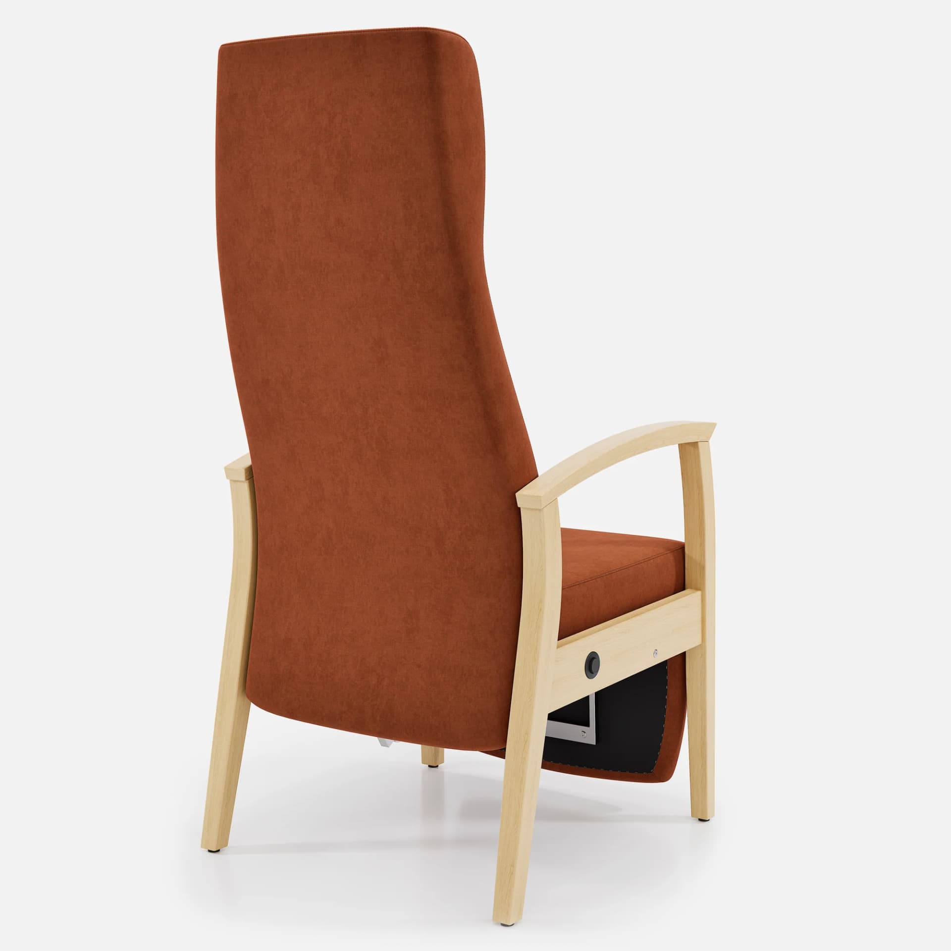 Fauteuil Relax Romeo par Zelder en hêtre naturel et tissu coloris cendre