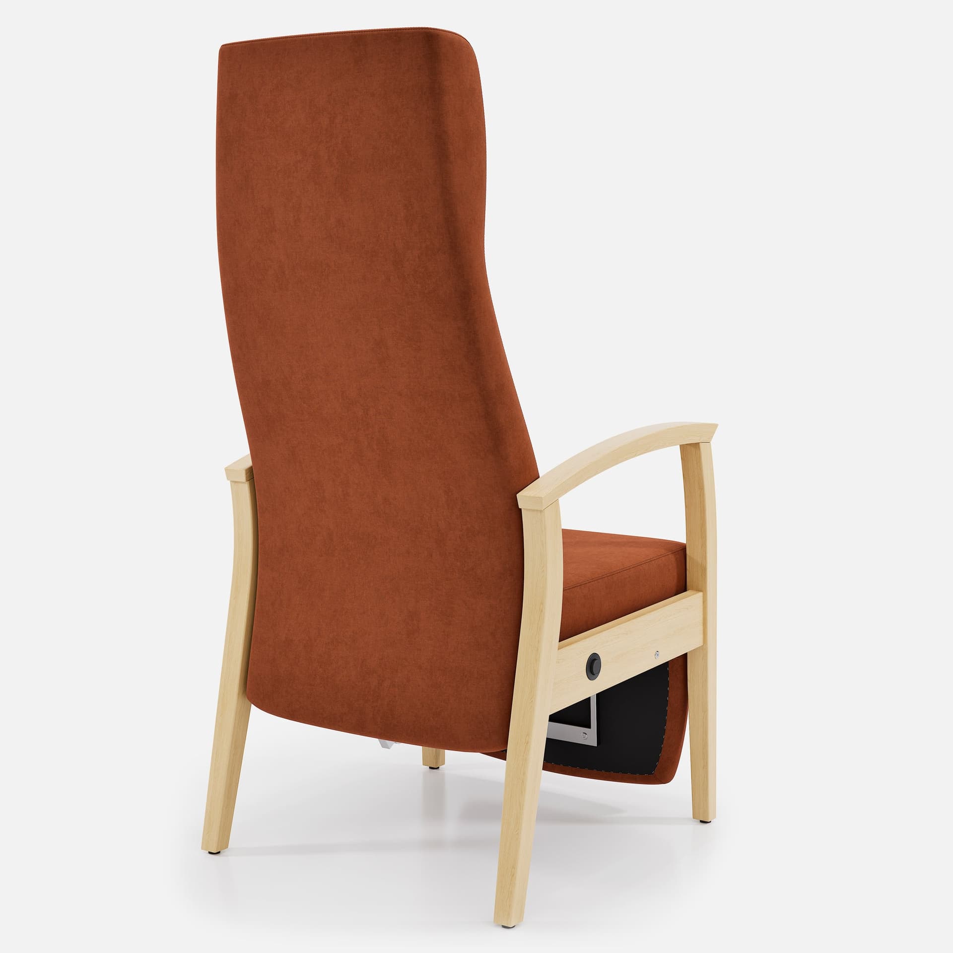 Fauteuil Relax Romeo par Zelder en hêtre naturel et tissu coloris cendre