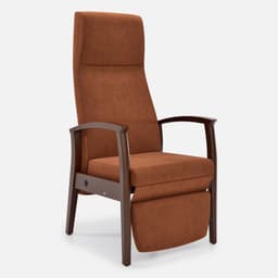 Fauteuil Relax Romeo par Zelder en noyer clair et tissu coloris terra rosa