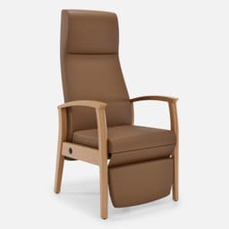 Fauteuil Relax Romeo par Zelder en merisier classique et tissu coloris cendre