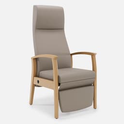 Fauteuil Relax Romeo par Zelder en merisier classique et tissu coloris terra rosa