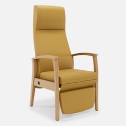 Fauteuil Relax Romeo par Zelder en merisier classique et tissu coloris gris perle