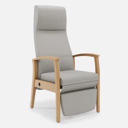 Fauteuil Relax Romeo par Zelder en merisier classique et tissu coloris taupe