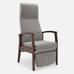 Fauteuil Relax Romeo par Zelder en merisier classique et tissu coloris bleu canard