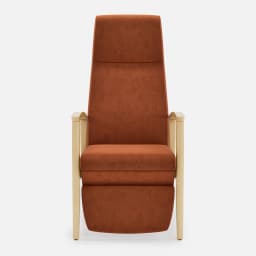 Fauteuil Relax Romeo par Zelder en hêtre naturel et tissu coloris taupe