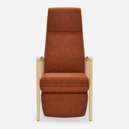 Fauteuil Relax Romeo par Zelder en hêtre naturel et tissu coloris taupe