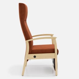 Fauteuil Relax Romeo par Zelder en hêtre naturel et tissu coloris terra rosa