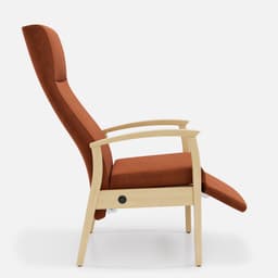 Fauteuil Relax Romeo par Zelder en hêtre naturel et tissu coloris gris perle