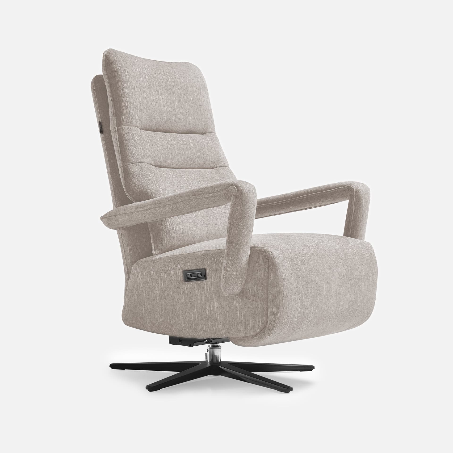Fauteuil Releveur Paris 2M par Zelder en revètement tissu et couleur gris clair