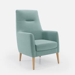 Fauteuil Fixe Sully par Zelder en noyer clair et tissu coloris butternut