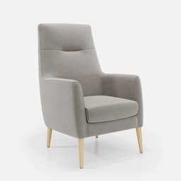 Fauteuil Fixe Sully par Zelder en hêtre naturel et tissu coloris turquoise