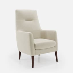 Fauteuil Fixe Sully par Zelder en noyer clair et tissu coloris gris clair