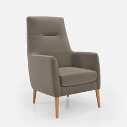 Fauteuil Fixe Sully par Zelder en noyer clair et tissu coloris crème