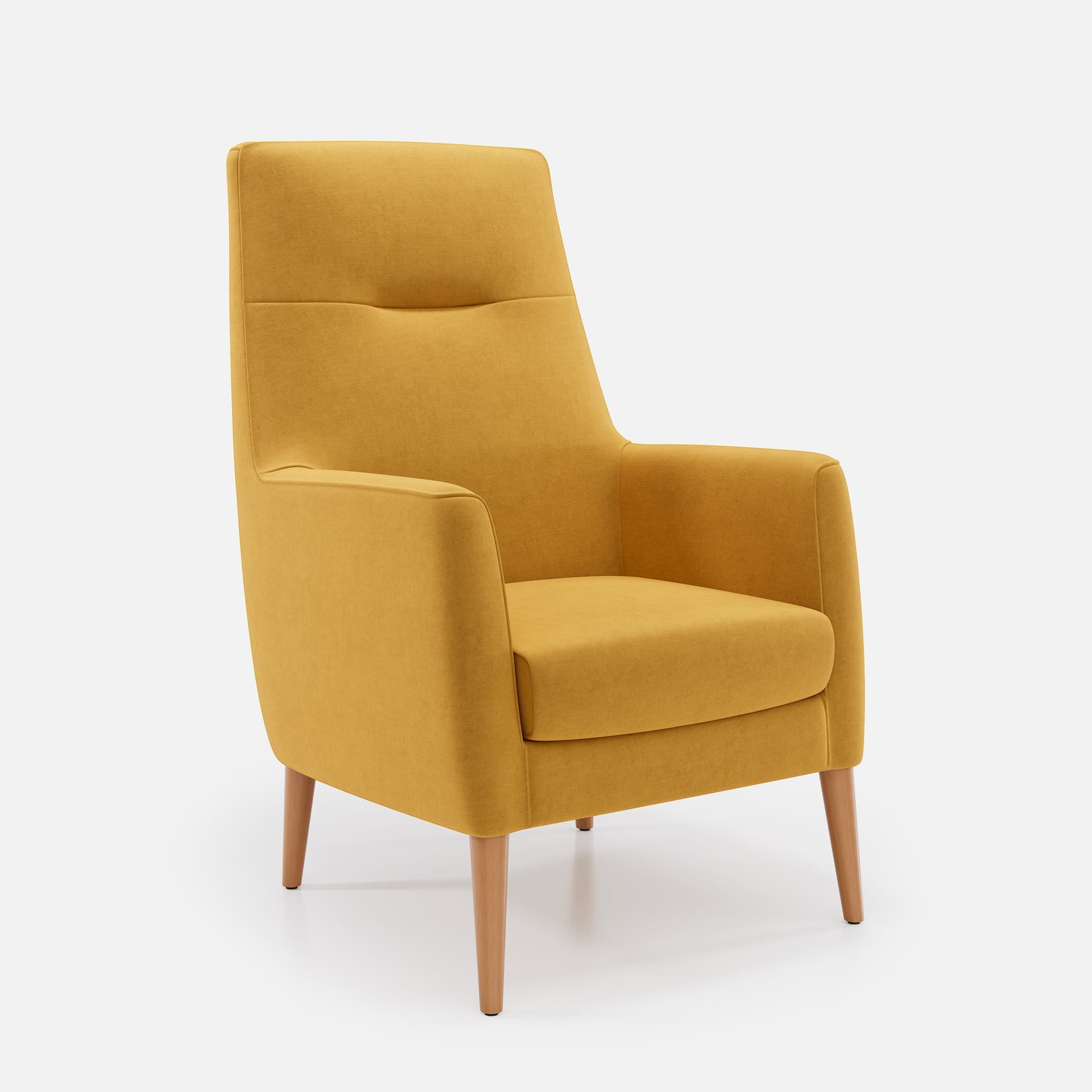 Fauteuil Fixe Sully par Zelder en bois hêtre naturel et revètement tissu coloris gris clair