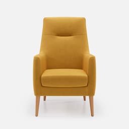 Fauteuil Fixe Sully par Zelder en hêtre naturel et tissu coloris taupe