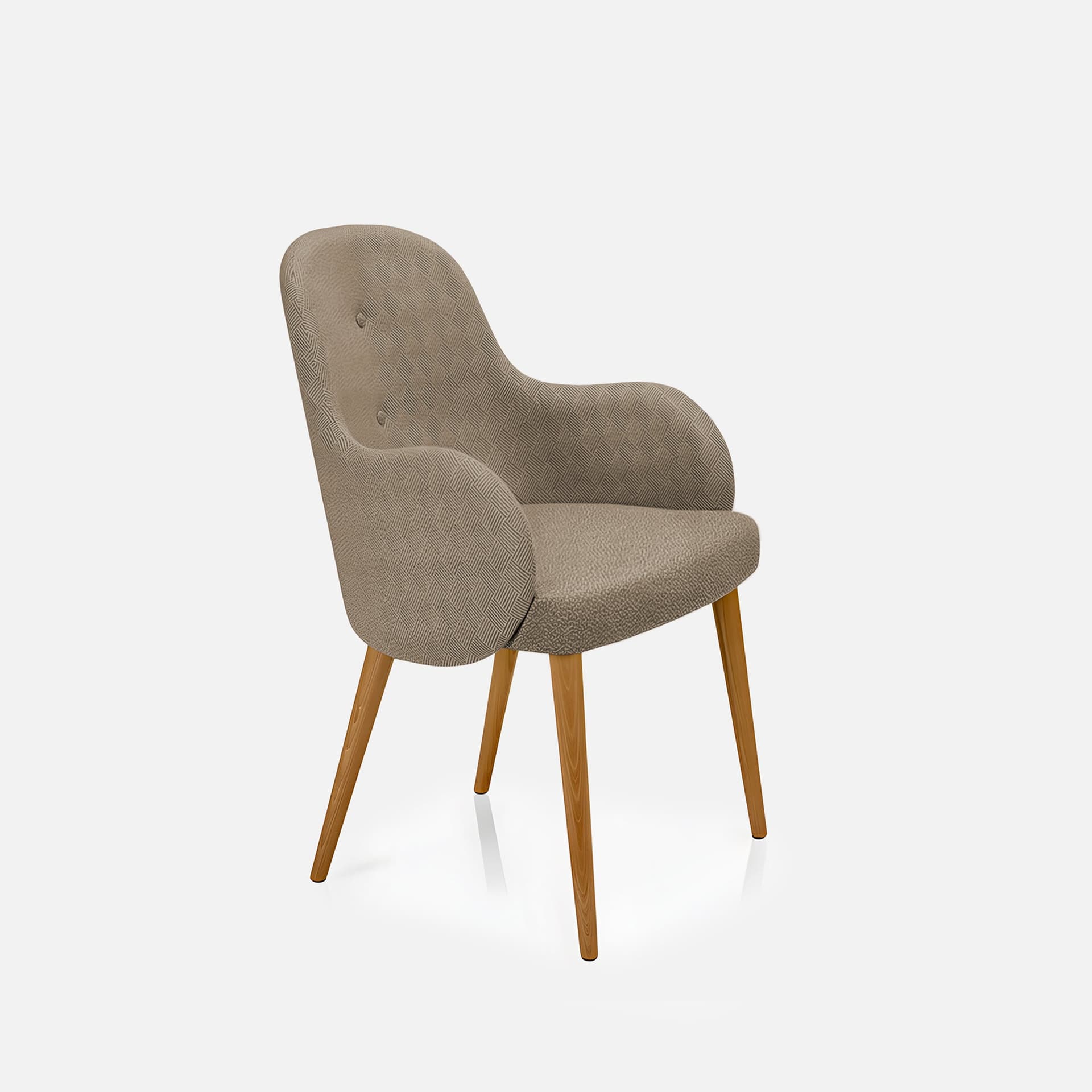 Chaise Bergere Jolene par Zelder en bois hêtre naturel et revètement tissu coloris beige fumé