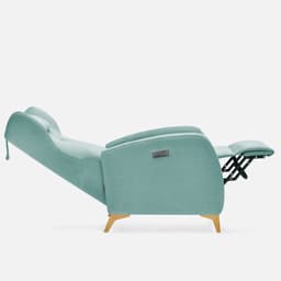 Fauteuil Louise Relax par Zelder en manuel et hêtre naturel coloris turquoise
