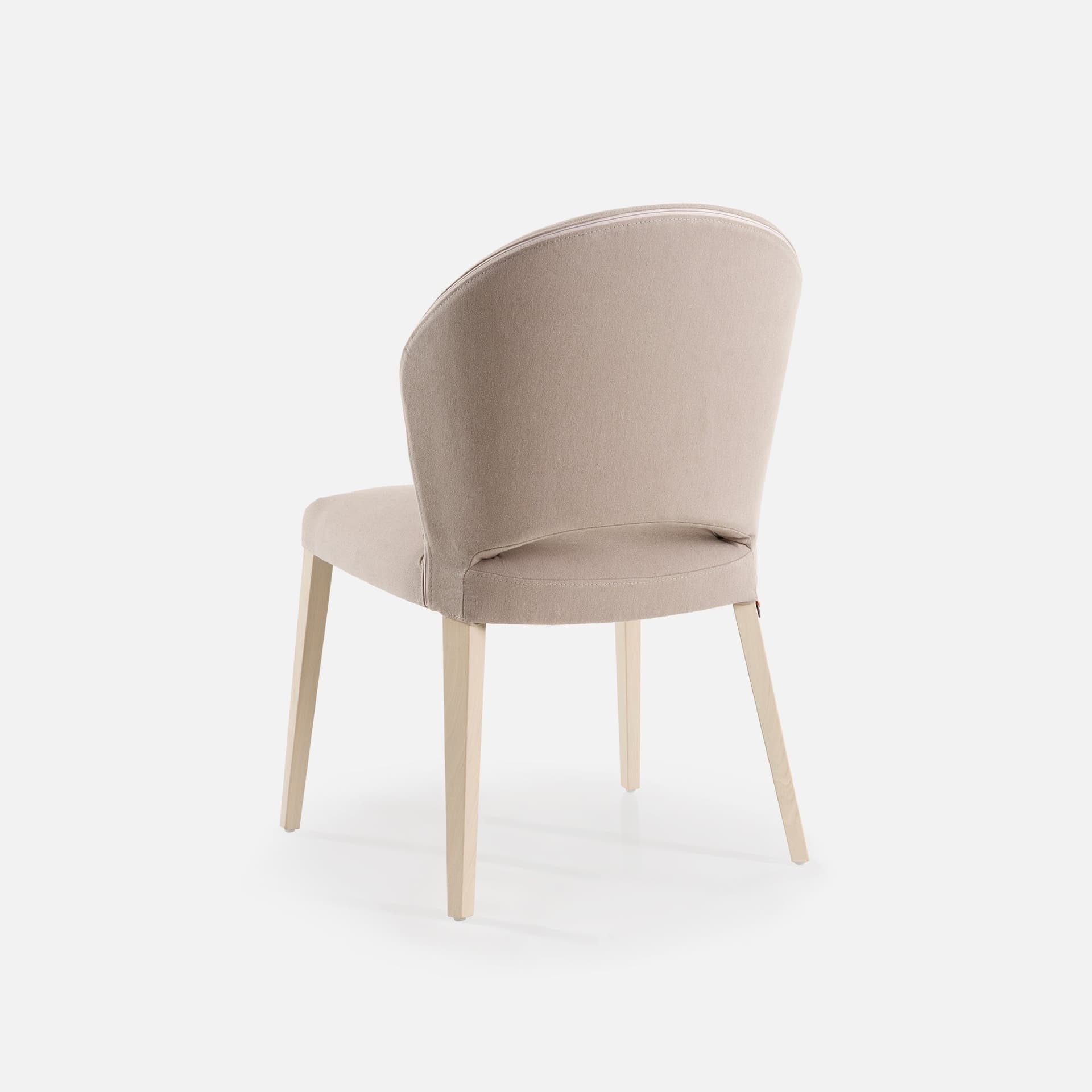 Chaise Lily Sans Accoudoirs par Zelder en hêtre naturel et tissu coloris beige