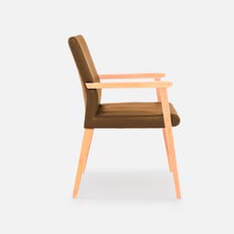 Chaise Avec Accoudoirs Monica par Zelder en hêtre naturel et tissu coloris gris clair