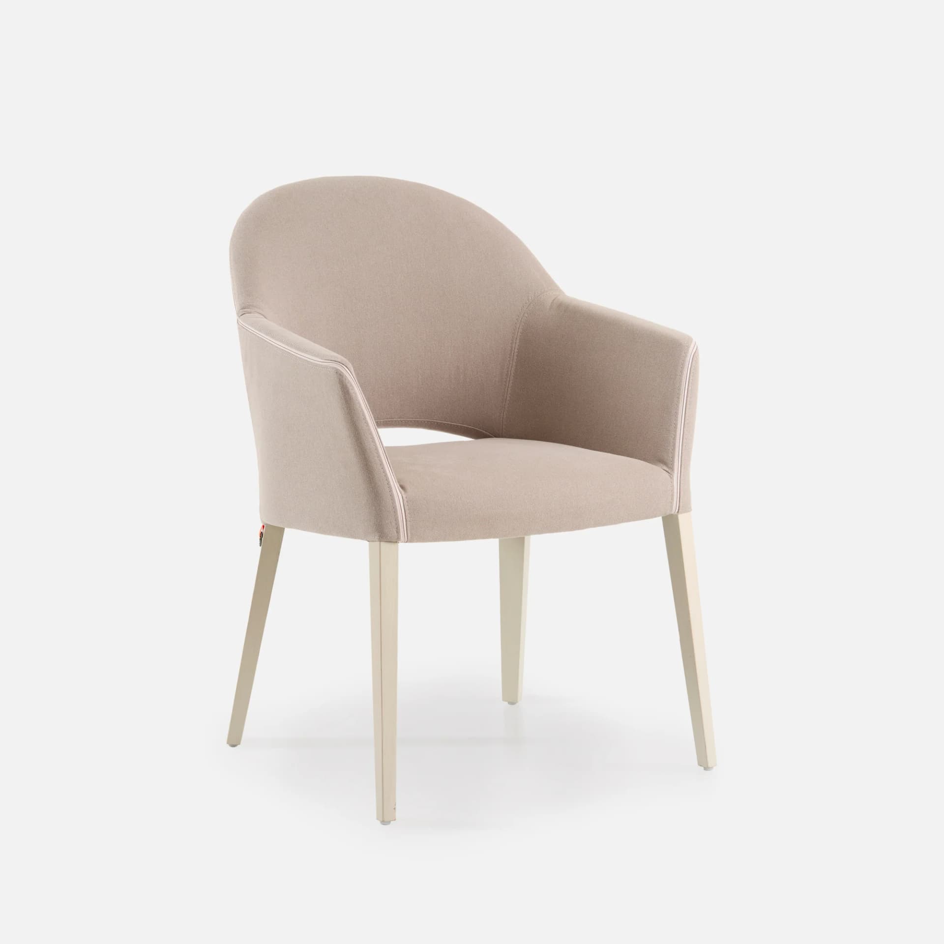 Chaise Lily Avec Accoudoirs par Zelder en teinte de bois hêtre naturel et revêtement tissu coloris gris