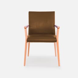 Chaise Avec Accoudoirs Monica par Zelder en hêtre naturel et tissu coloris chocolat