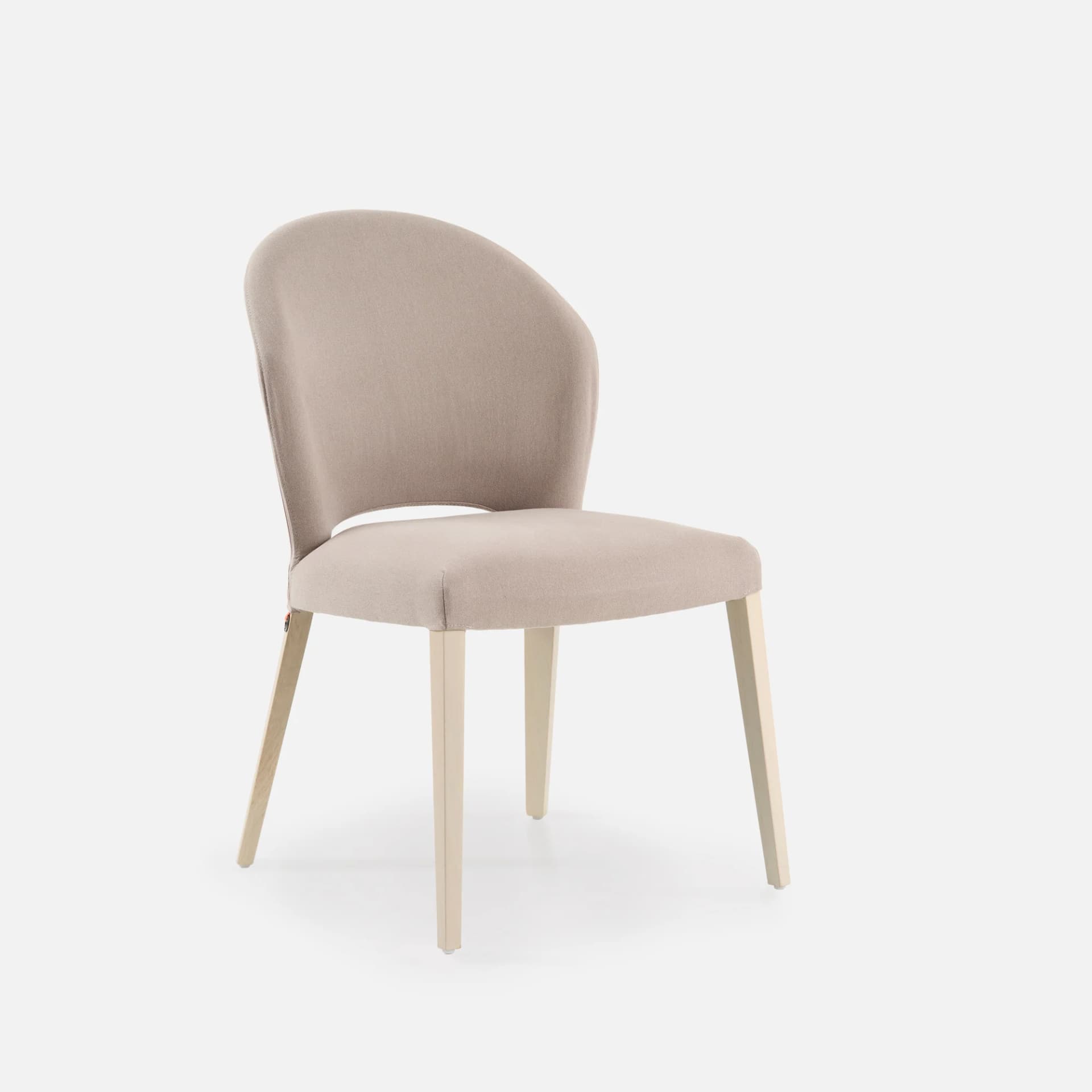 Chaise Lily Sans Accoudoirs par Zelder en teinte de bois hêtre naturel et revêtement tissu coloris gris