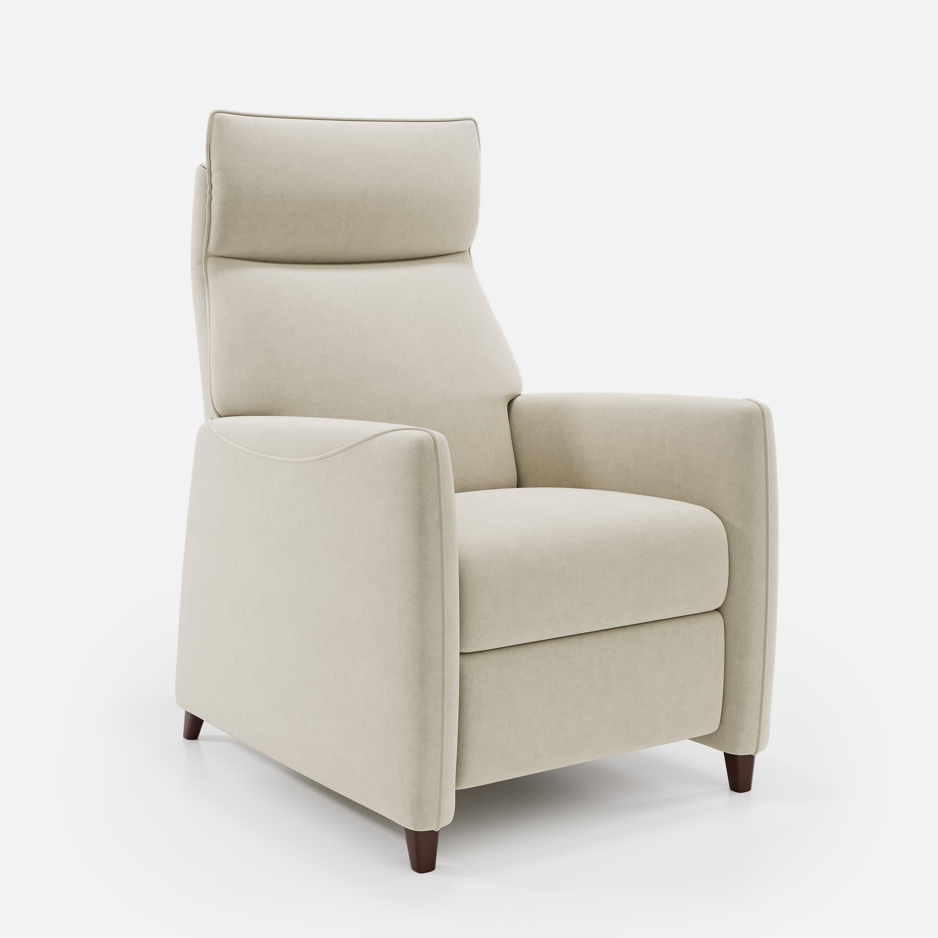 Fauteuil Relax Thea par Zelder en motorisation manuel et bois hêtre naturel coloris gris clair