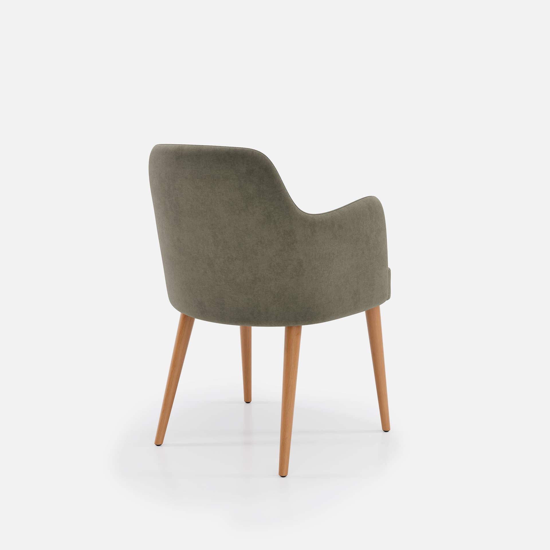 Chaise Accoudoirs Zaza par Zelder en hêtre naturel et tissu coloris cendre