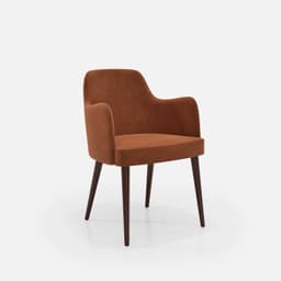 Chaise Accoudoirs Zaza par Zelder en merisier classique et tissu coloris cendre